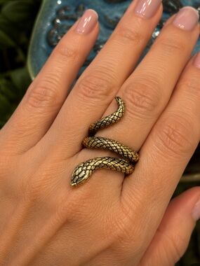🐍 Gold Snake Wrap Ring – Adjustable Statement Ring